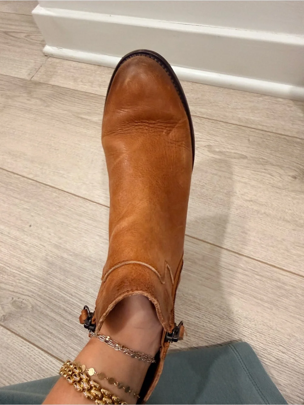 Women’s Franco Sarto Cognac Leather Ankle Boots